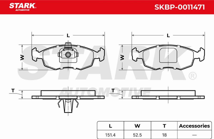 Stark SKBP-0011471 - Kit de plaquettes de frein, frein à disque cwaw.fr