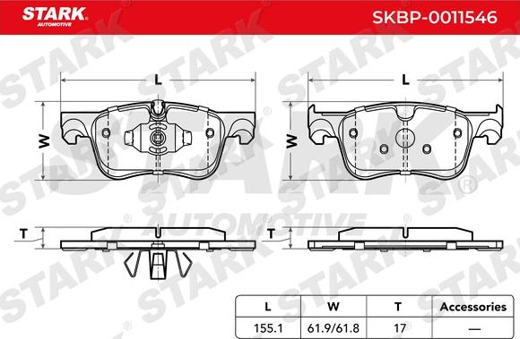 Stark SKBP-0011546 - Kit de plaquettes de frein, frein à disque cwaw.fr