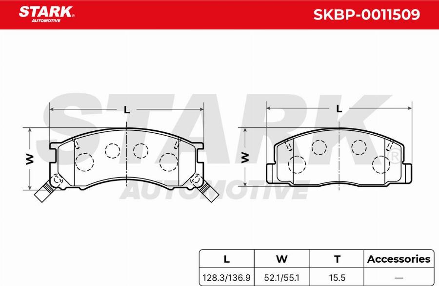 Stark SKBP-0011509 - Kit de plaquettes de frein, frein à disque cwaw.fr