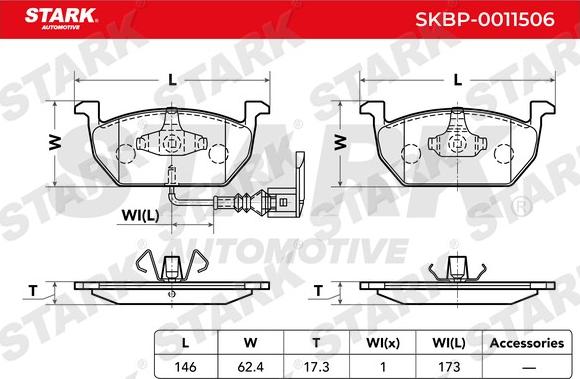 Stark SKBP-0011506 - Kit de plaquettes de frein, frein à disque cwaw.fr