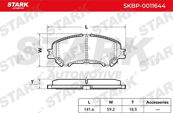 Stark SKBP-0011644 - Kit de plaquettes de frein, frein à disque cwaw.fr