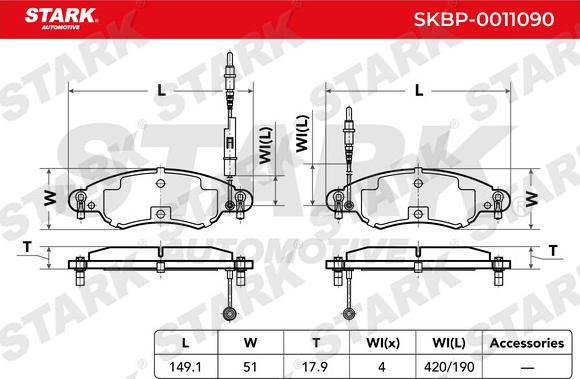 Stark SKBP-0011090 - Kit de plaquettes de frein, frein à disque cwaw.fr