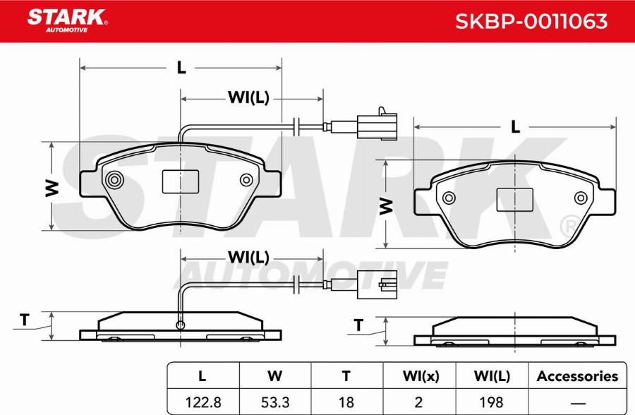 Stark SKBP-0011063 - Kit de plaquettes de frein, frein à disque cwaw.fr