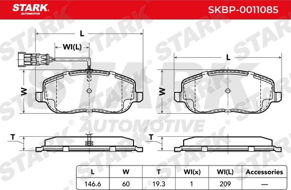 Stark SKBP-0011085 - Kit de plaquettes de frein, frein à disque cwaw.fr