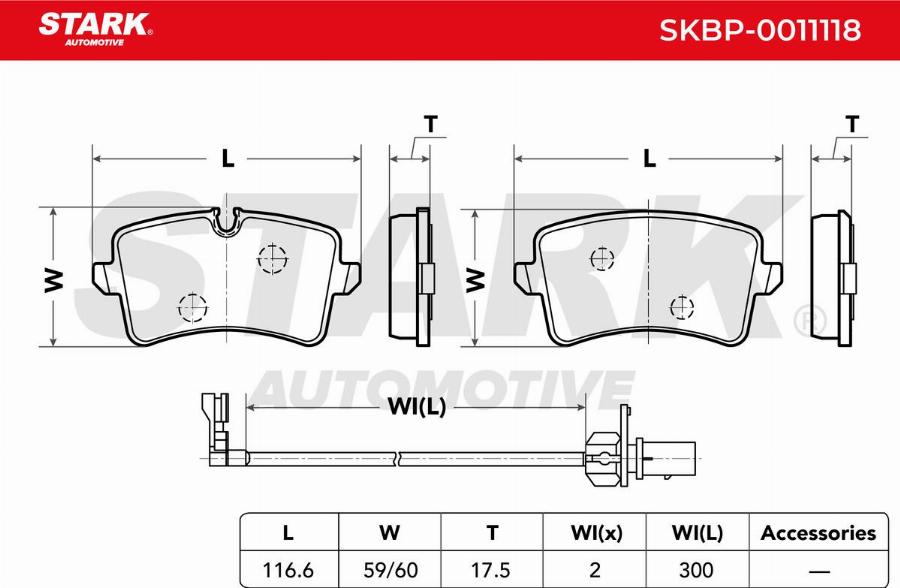 Stark SKBP-0011118 - Kit de plaquettes de frein, frein à disque cwaw.fr