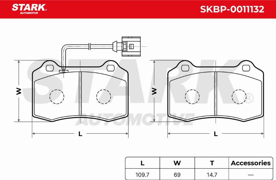 Stark SKBP-0011132 - Kit de plaquettes de frein, frein à disque cwaw.fr