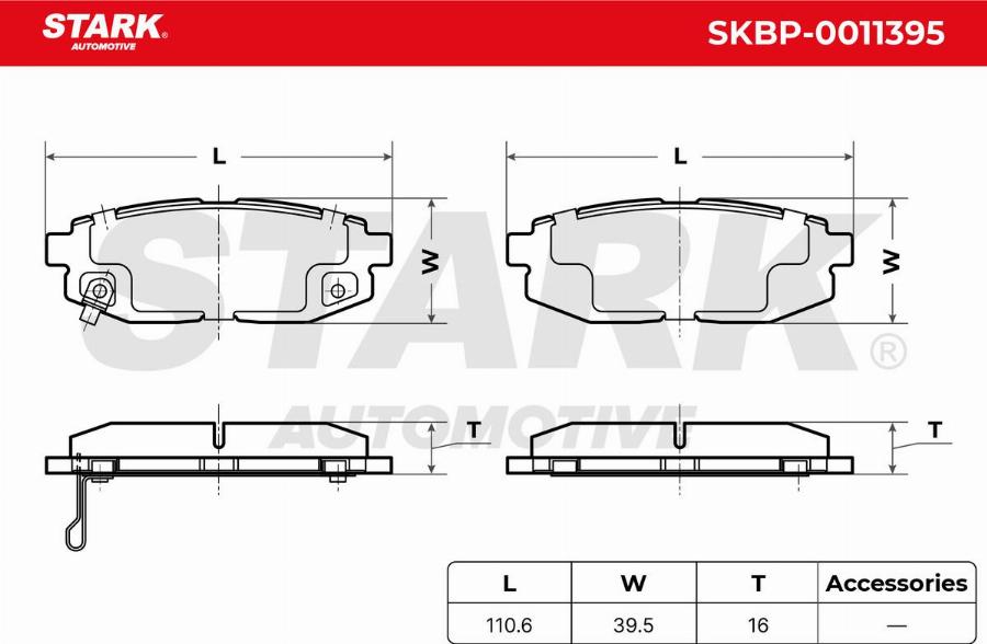 Stark SKBP-0011395 - Kit de plaquettes de frein, frein à disque cwaw.fr