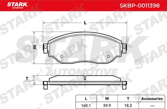 Stark SKBP-0011398 - Kit de plaquettes de frein, frein à disque cwaw.fr