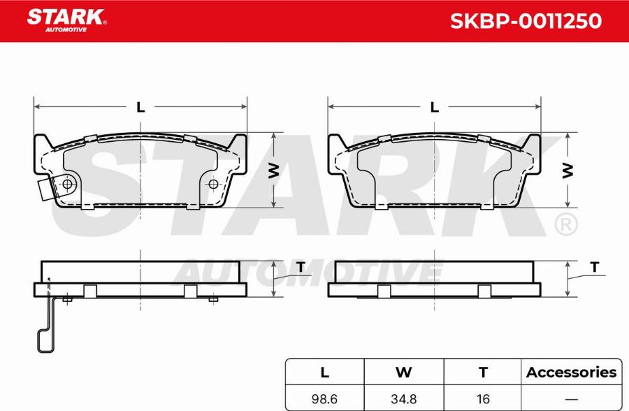 Stark SKBP-0011250 - Kit de plaquettes de frein, frein à disque cwaw.fr