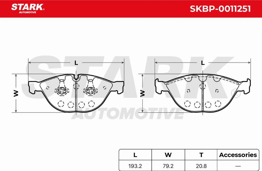 Stark SKBP-0011251 - Kit de plaquettes de frein, frein à disque cwaw.fr