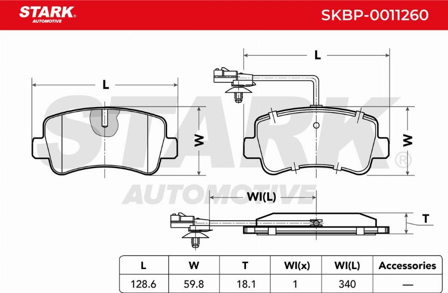 Stark SKBP-0011260 - Kit de plaquettes de frein, frein à disque cwaw.fr