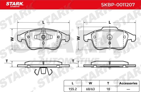 Stark SKBP-0011207 - Kit de plaquettes de frein, frein à disque cwaw.fr