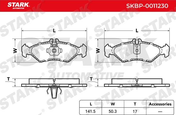 Stark SKBP-0011230 - Kit de plaquettes de frein, frein à disque cwaw.fr