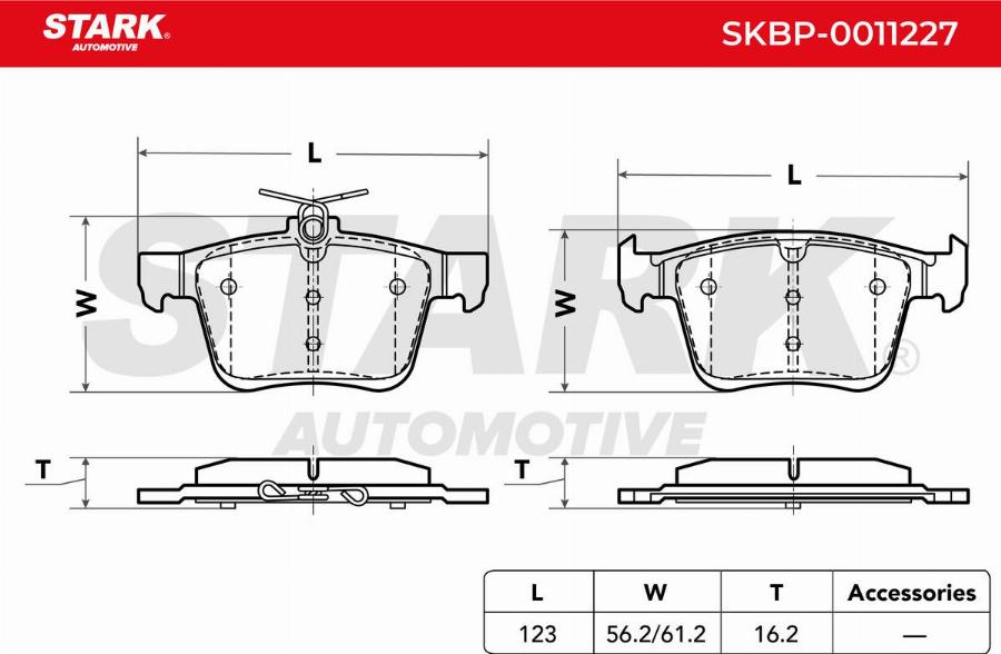 Stark SKBP-0011227 - Kit de plaquettes de frein, frein à disque cwaw.fr