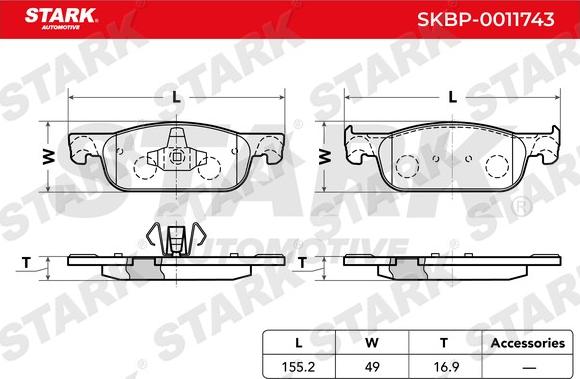 Stark SKBP-0011743 - Kit de plaquettes de frein, frein à disque cwaw.fr