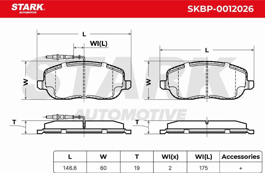 Stark SKBP-0012026 - Kit de plaquettes de frein, frein à disque cwaw.fr