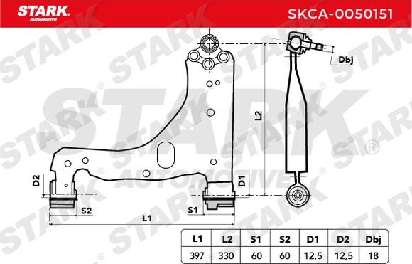 Stark SKCA-0050151 - Bras de liaison, suspension de roue cwaw.fr