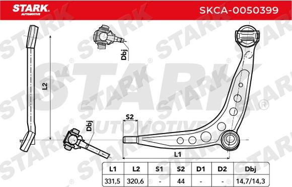 Stark SKCA-0050399 - Bras de liaison, suspension de roue cwaw.fr