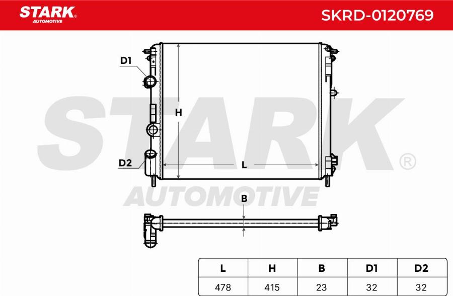 Stark SKRD-0120769 - Radiateur, refroidissement du moteur cwaw.fr