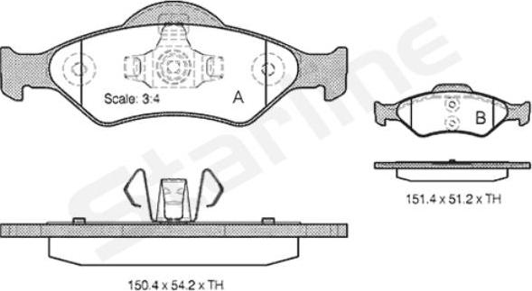 Starline BD S824P - Kit de plaquettes de frein, frein à disque cwaw.fr