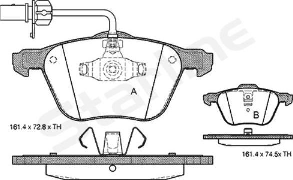 Starline BD S312 - Kit de plaquettes de frein, frein à disque cwaw.fr