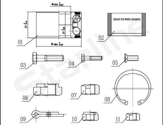 Starline LO 00593 - Kit de roulements de roue cwaw.fr