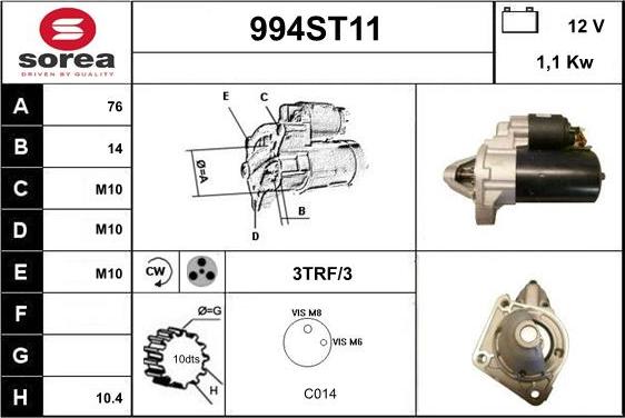 STARTCAR 994ST11 - Démarreur cwaw.fr