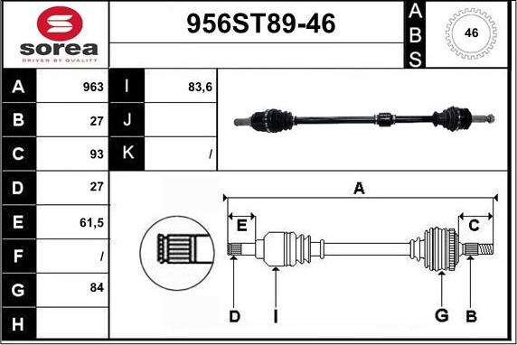 STARTCAR 956ST89-46 - Arbre de transmission cwaw.fr