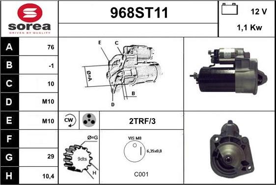 STARTCAR 968ST11 - Démarreur cwaw.fr