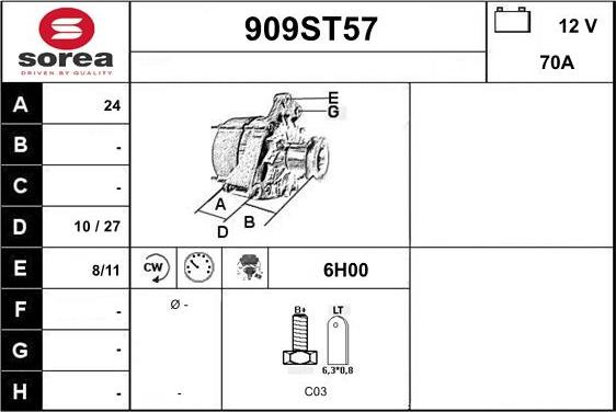 STARTCAR 909ST57 - Alternateur cwaw.fr