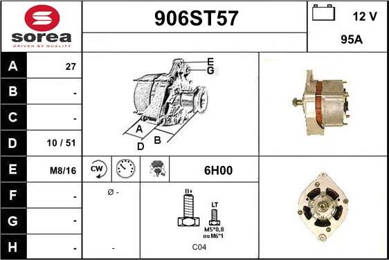 STARTCAR 906ST57 - Alternateur cwaw.fr