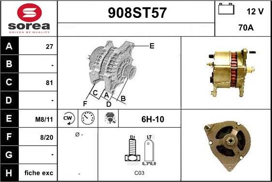 STARTCAR 908ST57 - Alternateur cwaw.fr