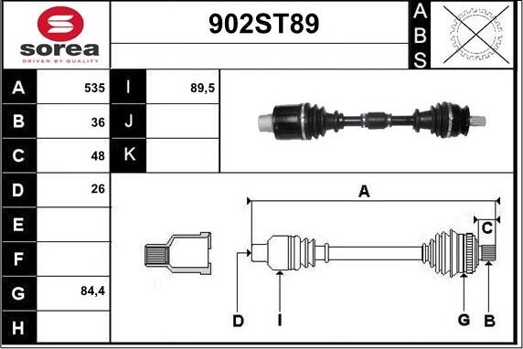 STARTCAR 902ST89 - Arbre de transmission cwaw.fr