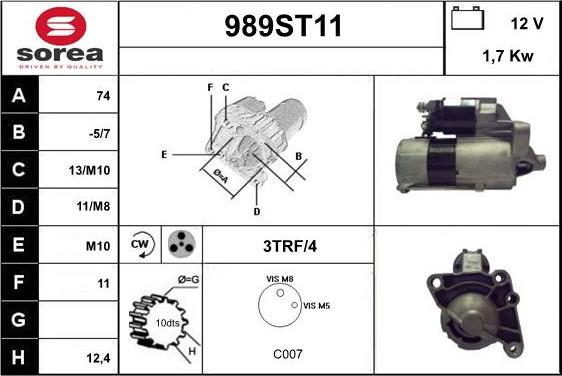 STARTCAR 989ST11 - Démarreur cwaw.fr