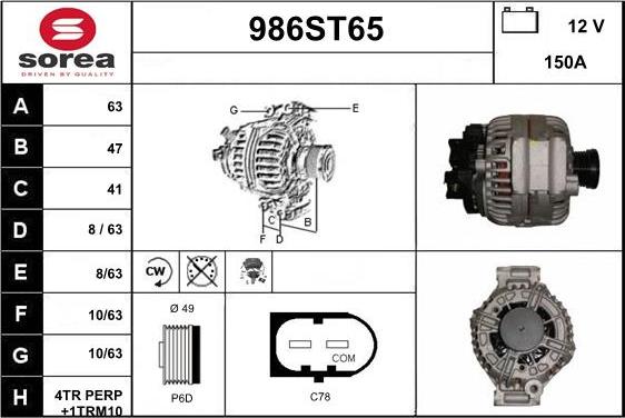 STARTCAR 986ST65 - Alternateur cwaw.fr