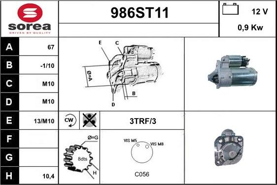 STARTCAR 986ST11 - Démarreur cwaw.fr