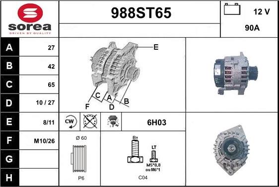 STARTCAR 988ST65 - Alternateur cwaw.fr