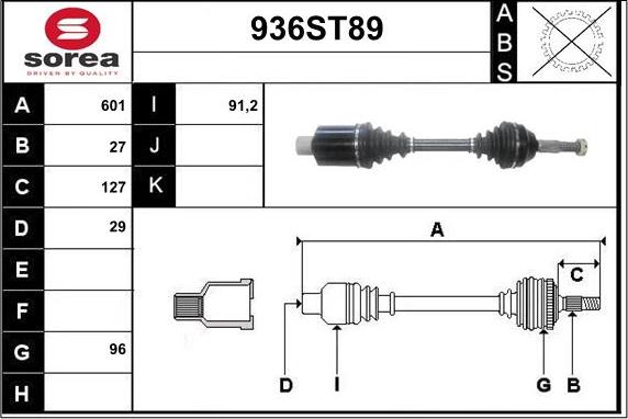 STARTCAR 936ST89 - Arbre de transmission cwaw.fr