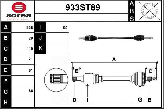 STARTCAR 933ST89 - Arbre de transmission cwaw.fr