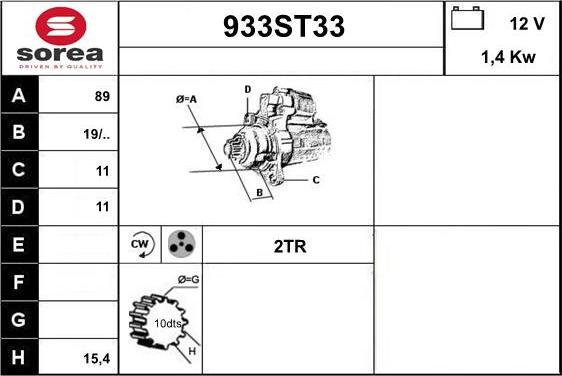 STARTCAR 933ST33 - Démarreur cwaw.fr