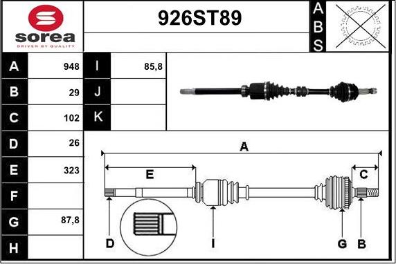 STARTCAR 926ST89 - Arbre de transmission cwaw.fr