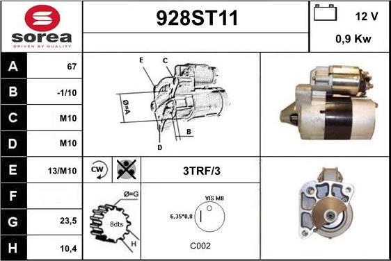 STARTCAR 928ST11 - Démarreur cwaw.fr