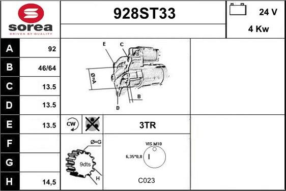 STARTCAR 928ST33 - Démarreur cwaw.fr