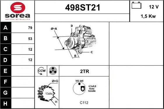 STARTCAR 498ST21 - Démarreur cwaw.fr