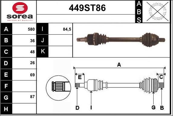 STARTCAR 449ST86 - Arbre de transmission cwaw.fr