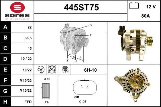 STARTCAR 445ST75 - Alternateur cwaw.fr