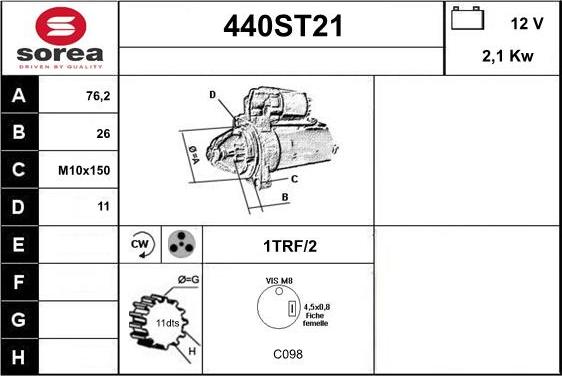 STARTCAR 440ST21 - Démarreur cwaw.fr