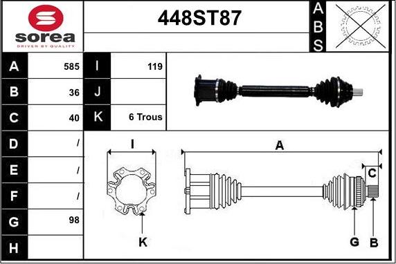 STARTCAR 448ST87 - Arbre de transmission cwaw.fr