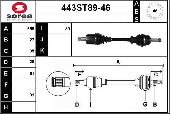 STARTCAR 443ST89-46 - Arbre de transmission cwaw.fr