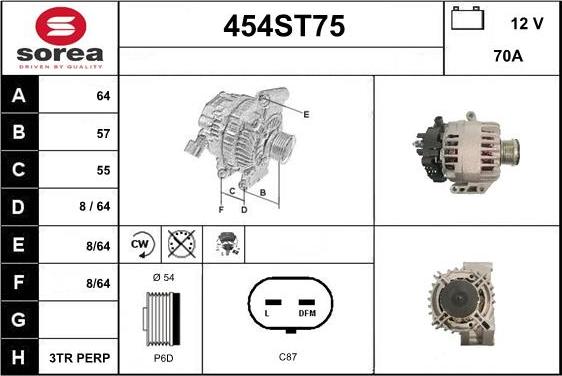 STARTCAR 454ST75 - Alternateur cwaw.fr